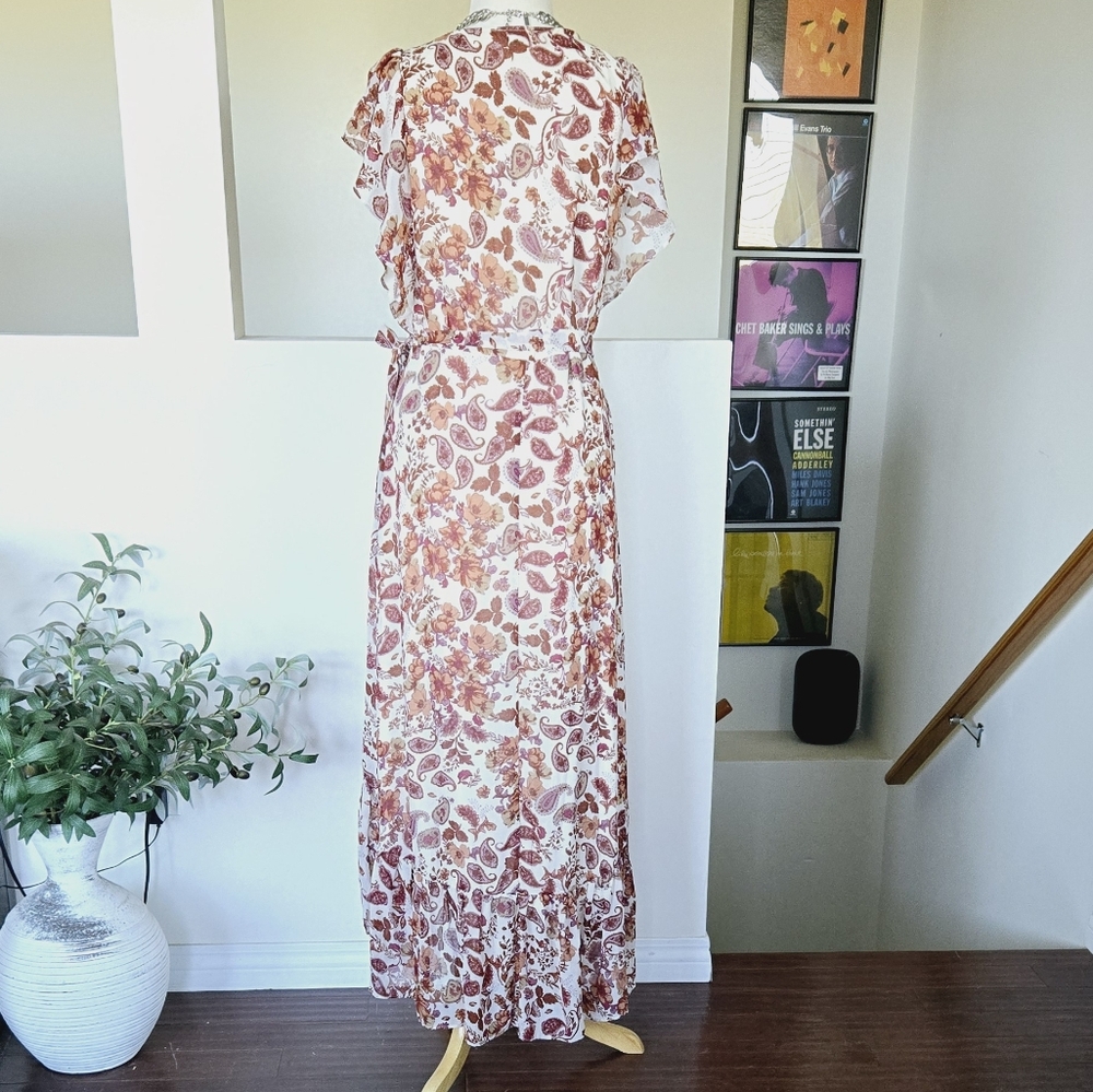Anthropologie DREW Paisley Floral Terra Vintage Garden Ruffle Maxi Dress Large - Picture 10 of 11